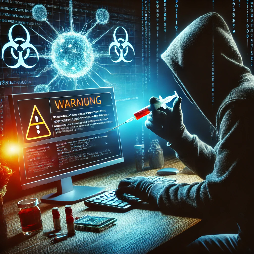 Hacker injecting malware in cracked software