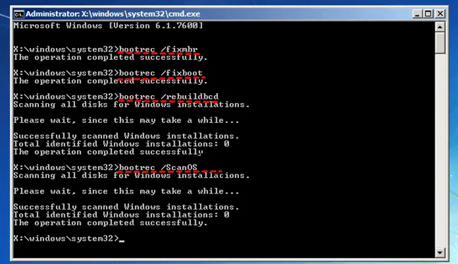 CMD with bootrec