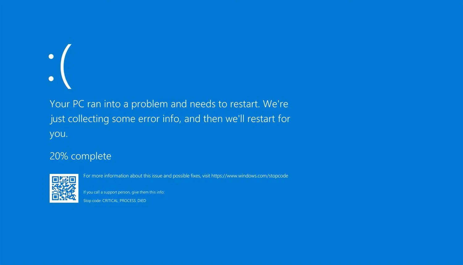 critical proces died windows blue screen crash